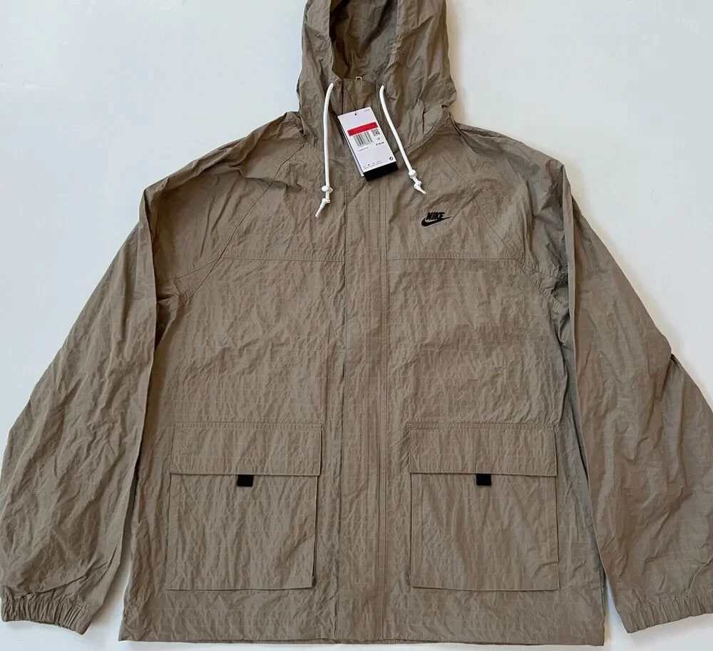 Nike Club Bowline Jacket Windbreaker Khaki Black FN3108-247 Men's Size L